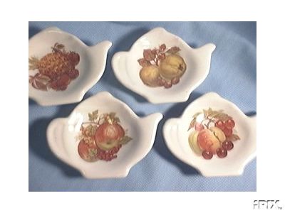 4 TEA BAG HOLDERS TEAPOT FRUIT PRETTY 